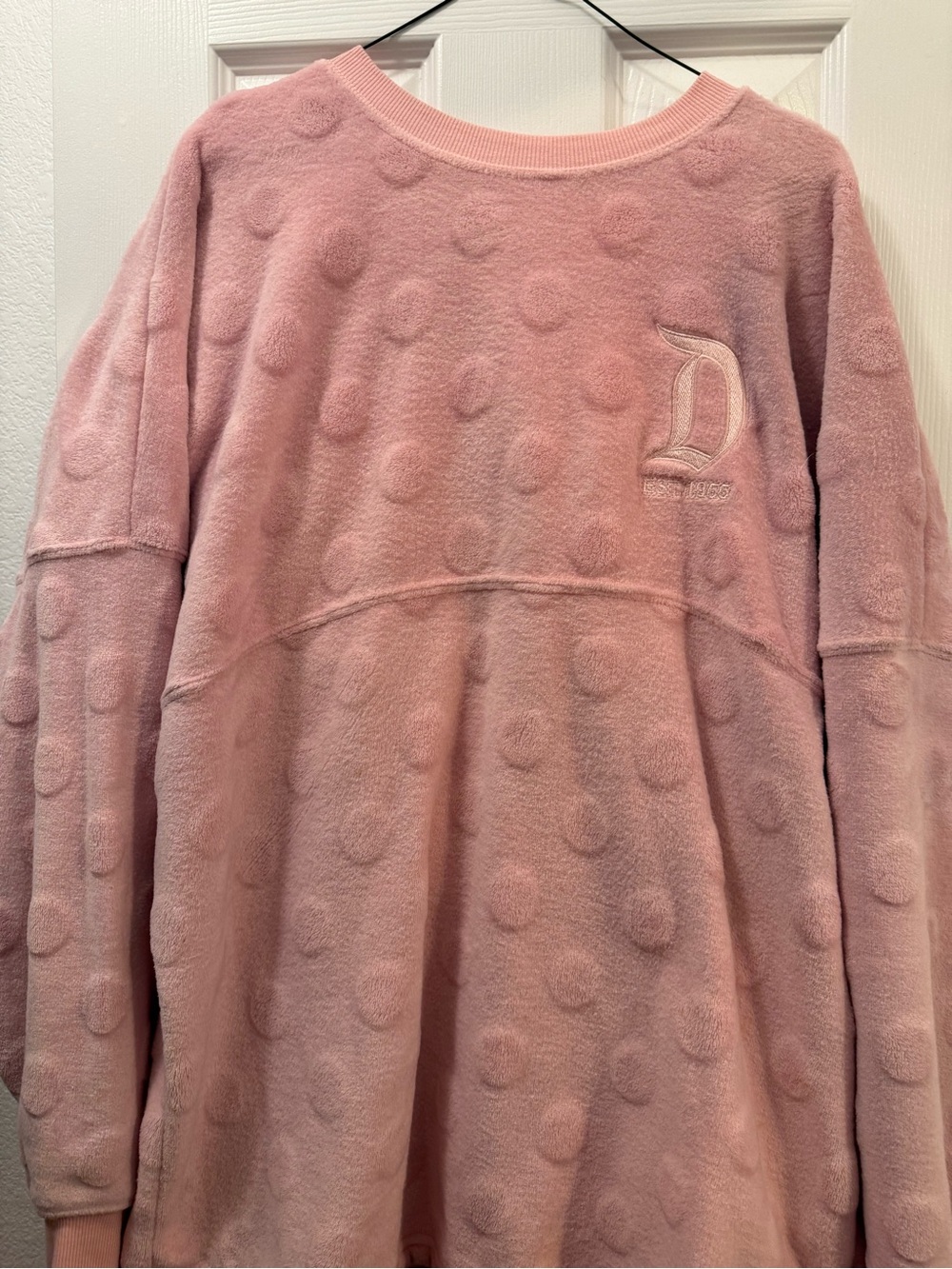 Disneyland Cozy Pink Plush Dot Sweatshirt (Piglet spirit jersey)